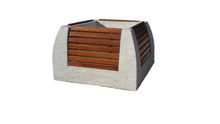 AHŞAP DETAYLI BETON SAKSI